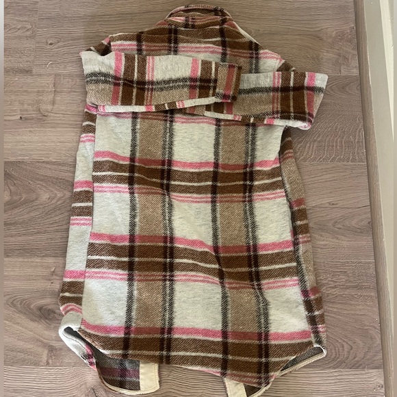 Joie Women’s Plaid Shacket Coat - Pink, Brown, and Cream, Size Small - Picture 4 of 6